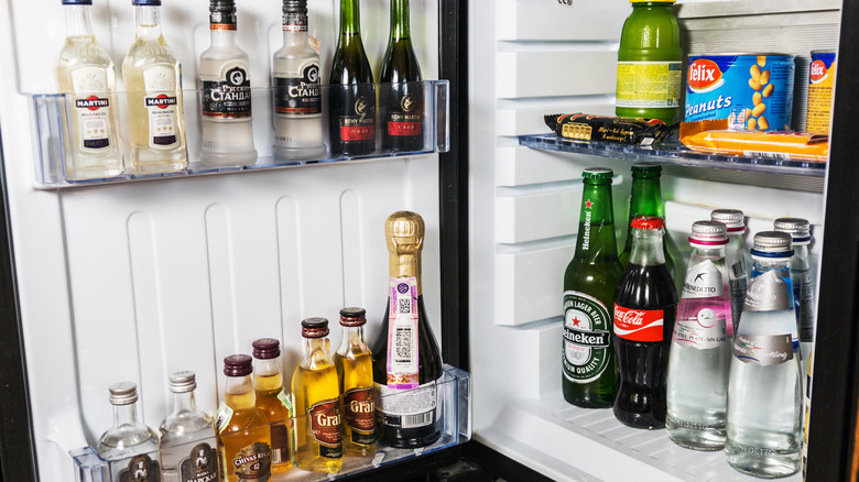 alcohol in mini fridge