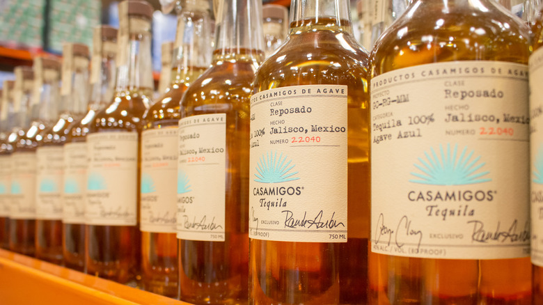 Many bottles of Casamigos tequila