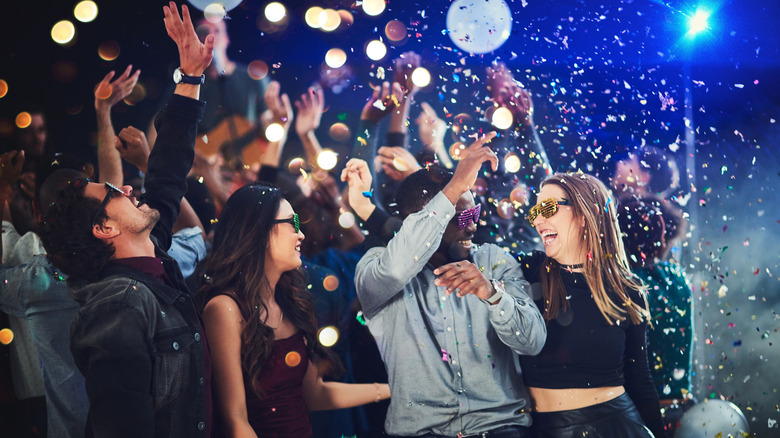 Young adults celebrating the new year in a party atmosphere