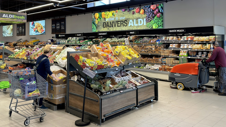 Produce section inside an Aldi store in the USA