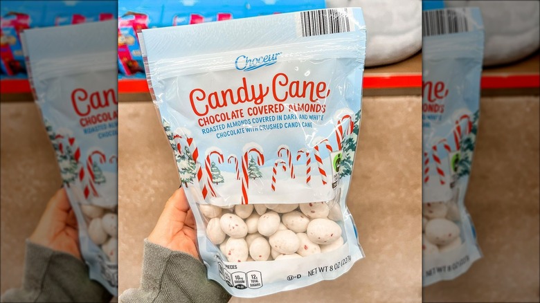 Aldi's candy cane chocolate covered almonds