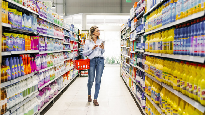 Person searching for an item at the grocery store