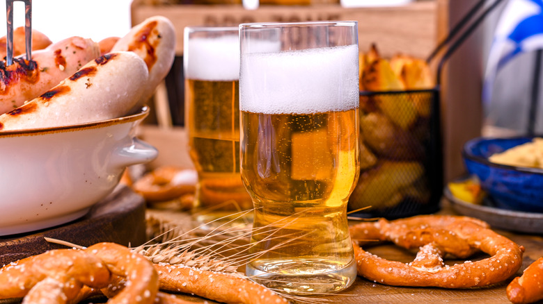 pilsner with brats and pretzels 