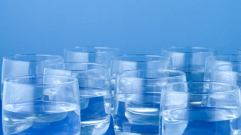 many glasses of water