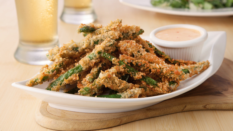 Plate of crispy green beans