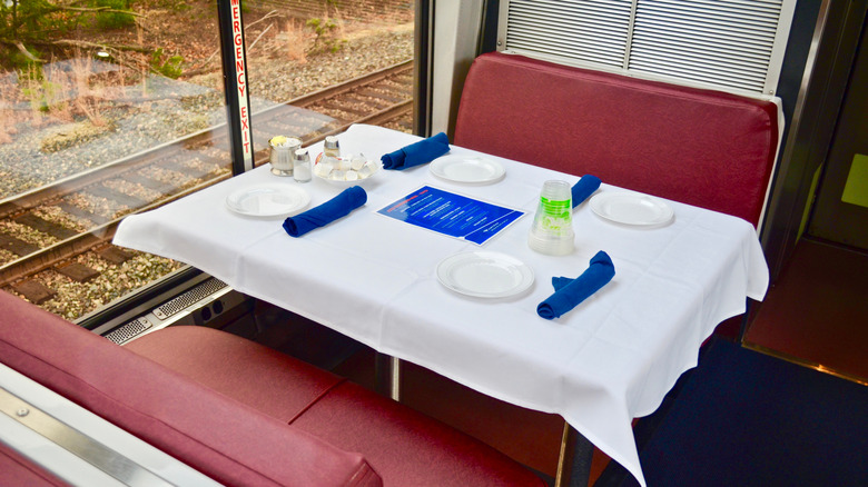 Amtrak dining car table