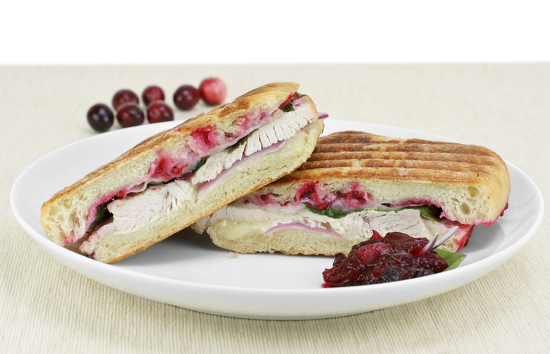 Leftover Turkey Sandwich Topped with Muenster Cheese and Cranberry Sauce Recipe