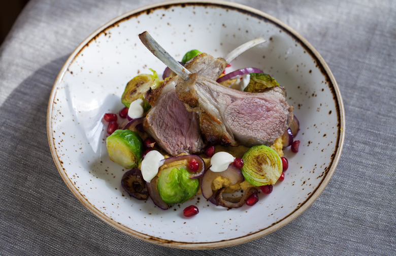 Brussel Sprouts with Crispy Lamb Belly