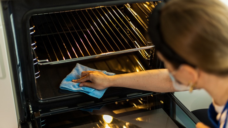 cleaning inside of the oven