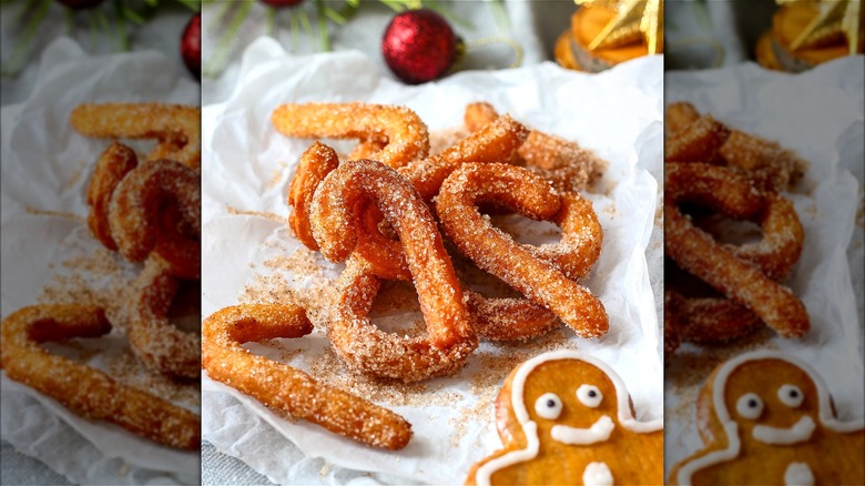 Candy cane shaped churros 