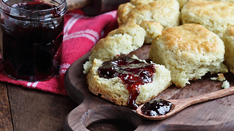 Sweet homemade biscuits with jam