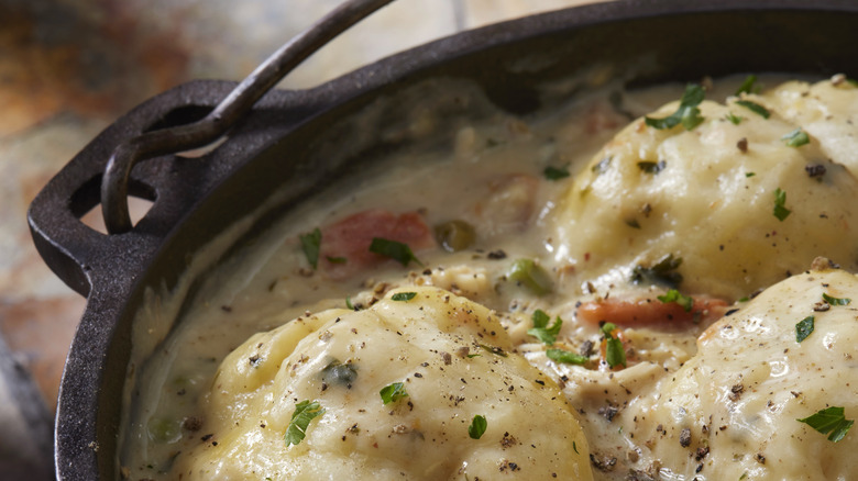 Creamy chicken soup with dumplings