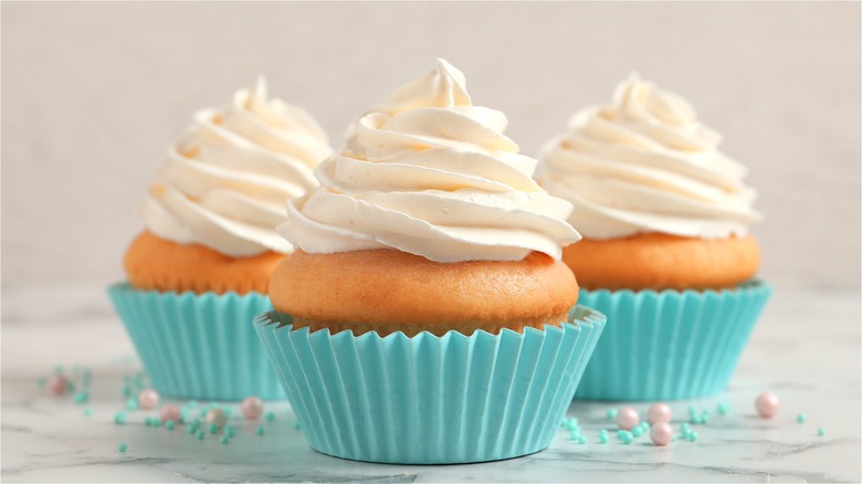 Vanilla cupcakes with whipped cream