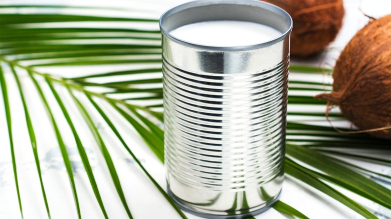 Can of open coconut milk 