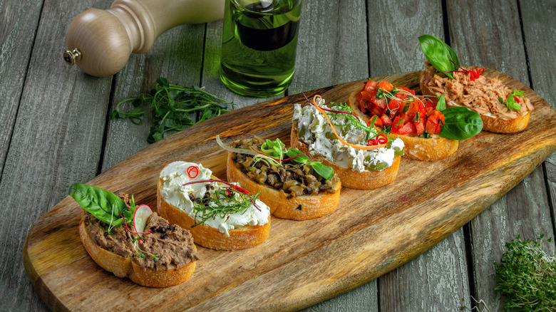 A variety of crostini