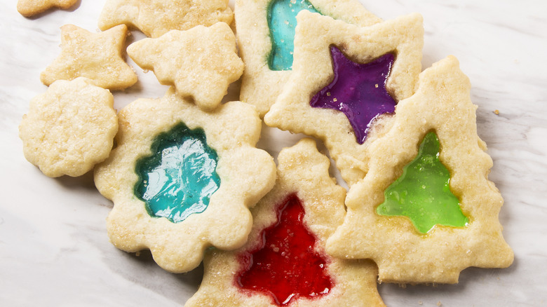 Pile of stained glass cookies