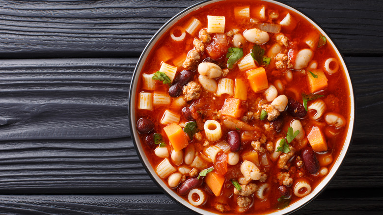 Minestrone soup with ditalini pasta