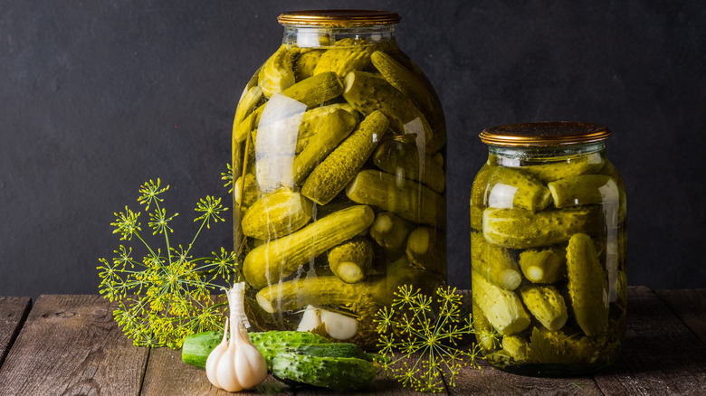 two jars of pickles