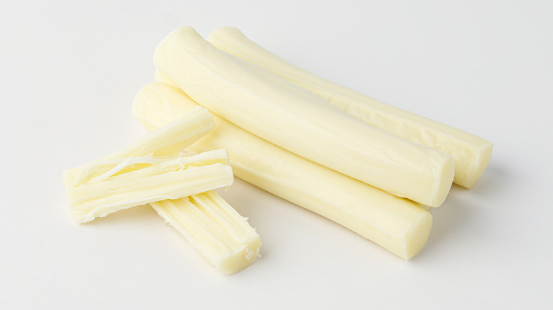 String cheese isolated on white background