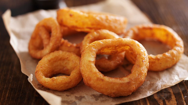 onion rings on parchment paper