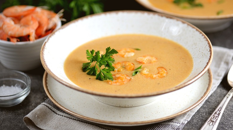 plated shrimp bisque 