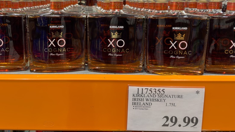 bottles of cognac with price tag