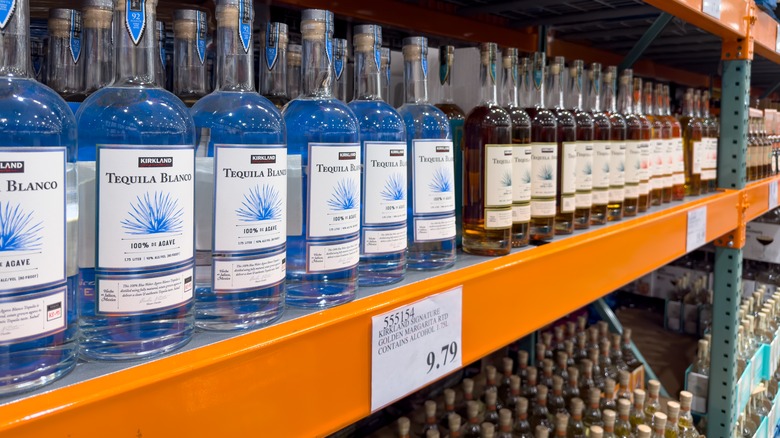 bottles of Kirkland tequila with price