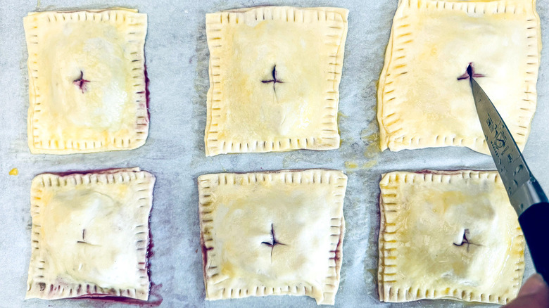 knife scoring pastry squares