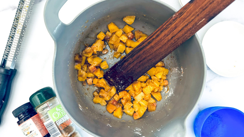 diced peach mixture in bowl