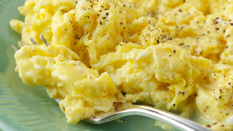 scrambled eggs on a plate