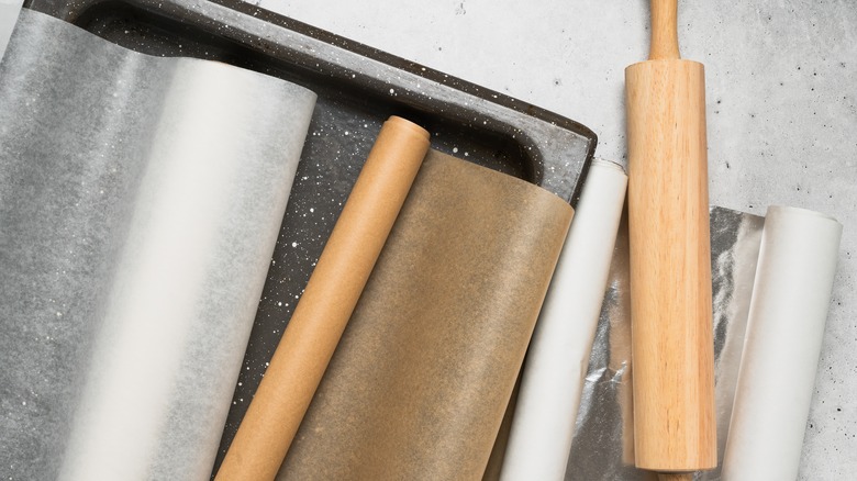 rolling pins and parchment paper