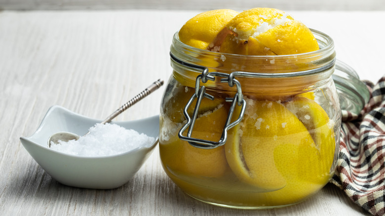 Salted lemons in a jar