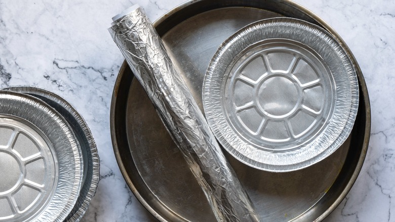 aluminum foil in baking pan