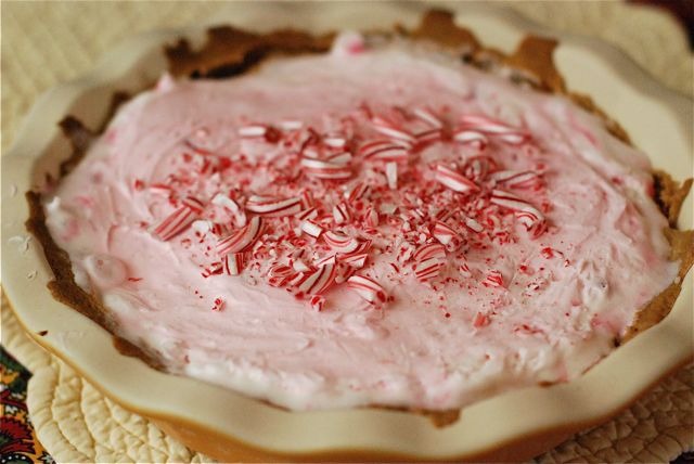 Candy Cane Crunch Ice Cream Pie 