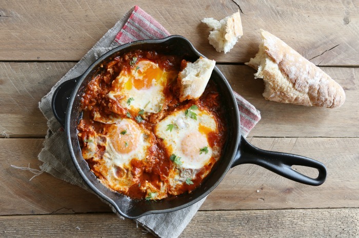 Eggs in Purgatory with Eggplant