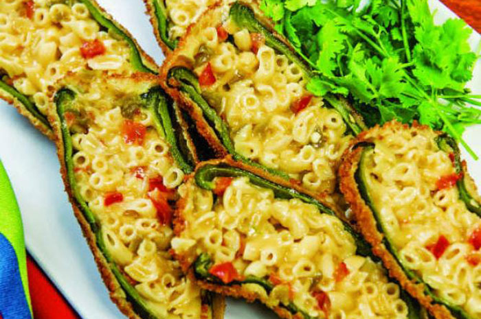 Macaroni and Cheese Chile Rellenos 