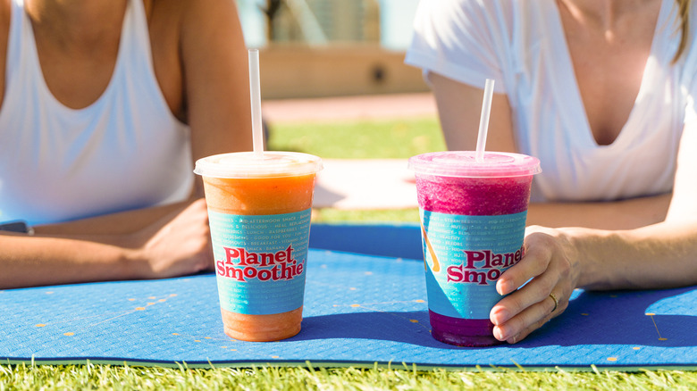Planet Smoothies on yoga mat