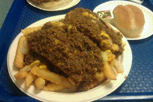 4) Schaller's Drive-In, Rochester, N.Y.: Meat Sauce, Mustard, Onions