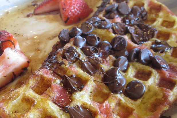  16) Chocolate Chunk Bacon Waffles — Benjy's, Houston  