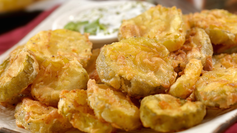 Fried pickles and ranch dip