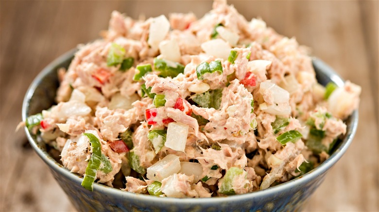 Bowl of tuna salad with onion 