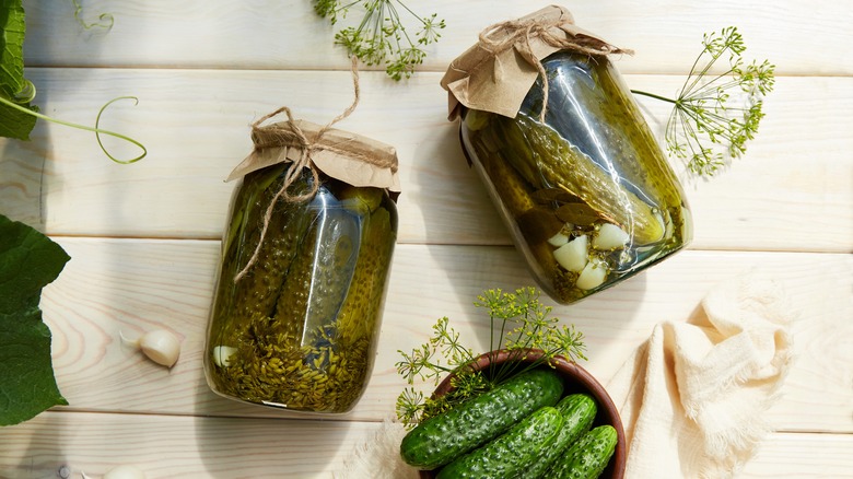 Jars of pickles