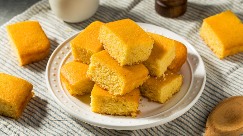 Plate of cornbread squares