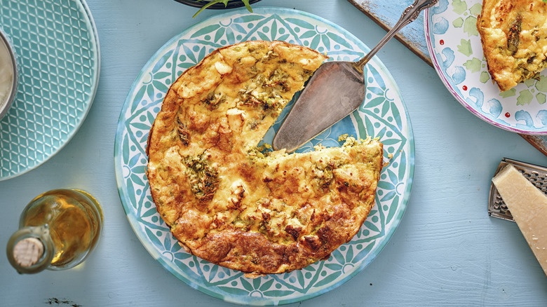 quiche sliced on a plate