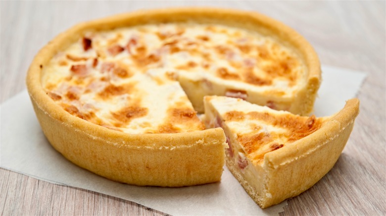 quiche with meat and cheese