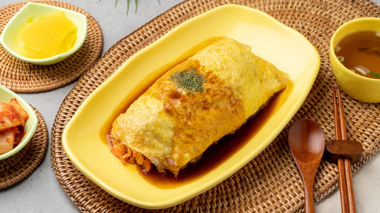 Omurice in tonkatsu sauce