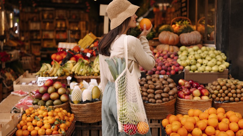 Woman shopping produce