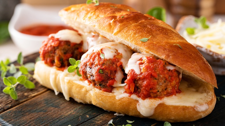 Meatball sub with marinara