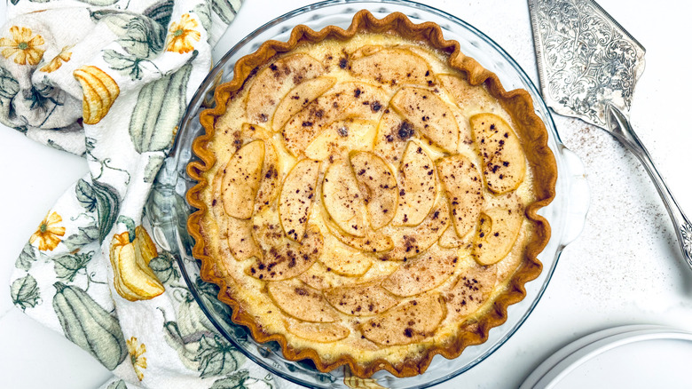 apple egg pie on table