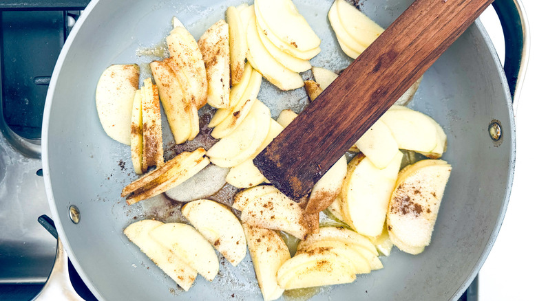 apples cooking in pan